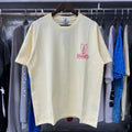 Rhude T-shirts Sunday Morning Fever Pink Arrow Print Men's and Women's Crew Neck Short Sleeves